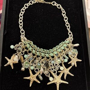Ocean Charm Necklace with Gold and Green Details